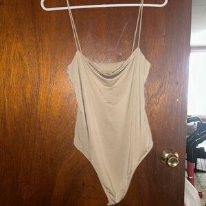 Elegant Beige Thong Bodysuit